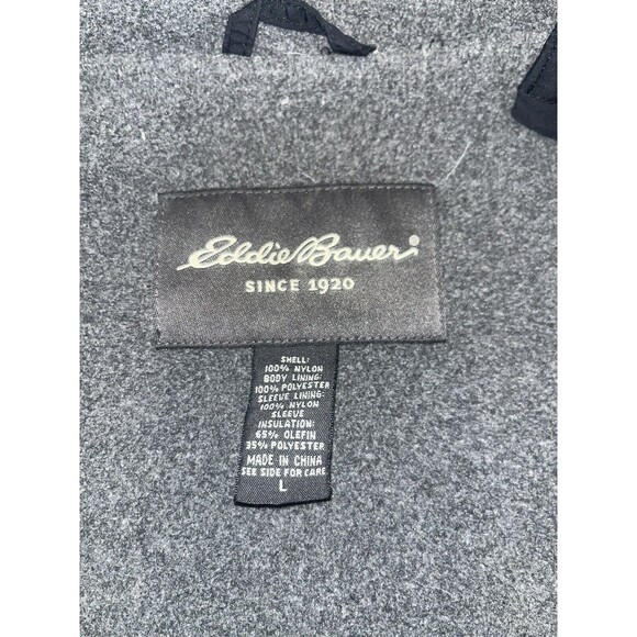 Eddie Bauer Black Fleece Lined Nylon Windbreaker Rain Jacket Coat Men's Large L - Picture 10 of 10